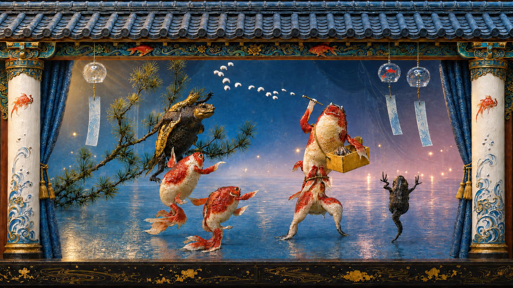歌川国芳《金魚づくし・玉や玉や》東京国立博物館蔵/出典:ColBase(https://colbase.nich.go.jp/)を活用して映像化